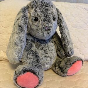 Gray Plush Bunny with Pink Accents